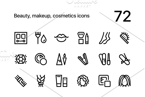 Beauty and Makeup Line Icons Set in Health Icons - product preview 2