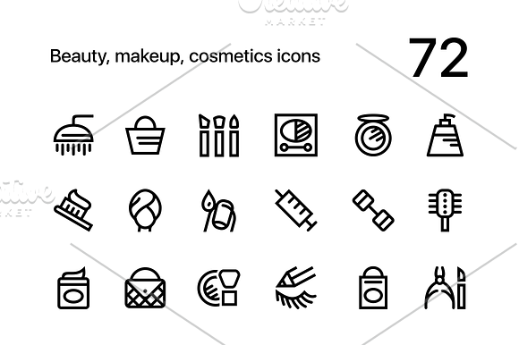 Beauty and Makeup Line Icons Set in Health Icons - product preview 4