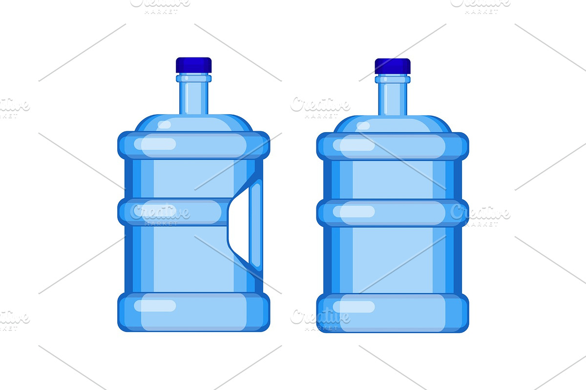 Two gallon water bottles with and without handle in Illustrations - product preview 8