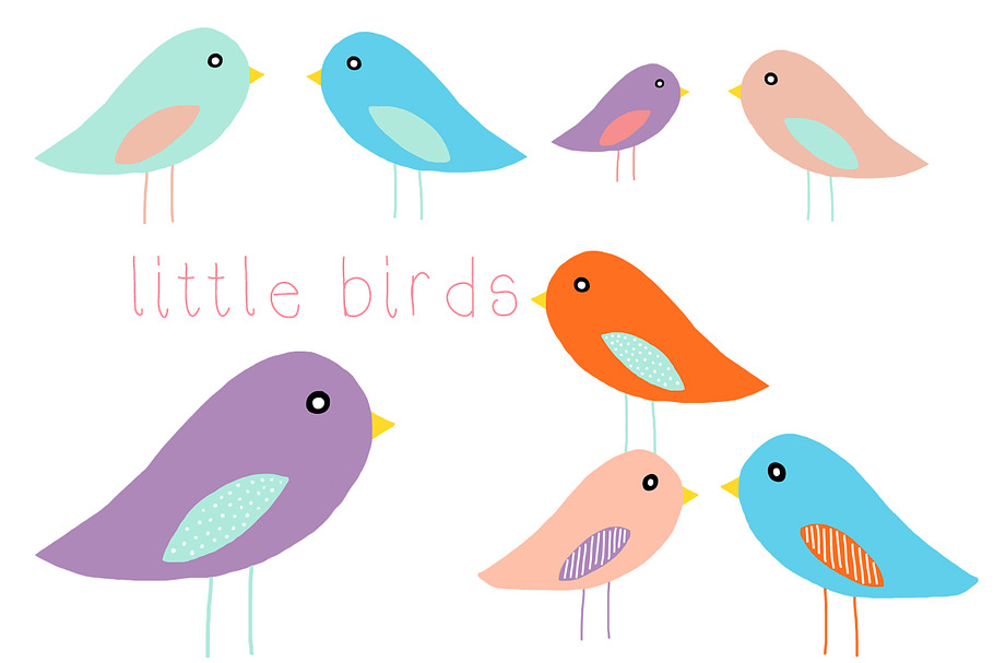 Little Birds Clip Art in Illustrations - product preview 8