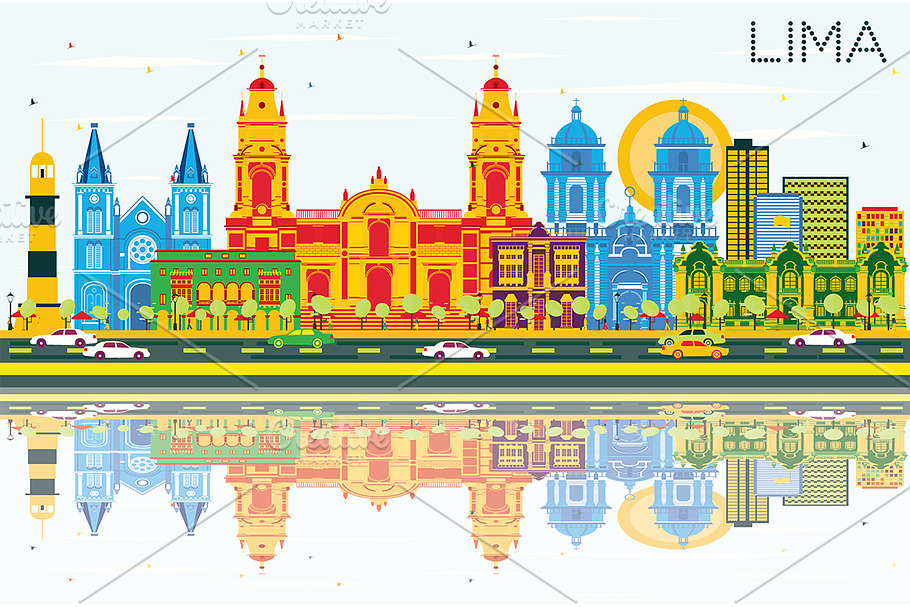 Lima Skyline  in Illustrations - product preview 8