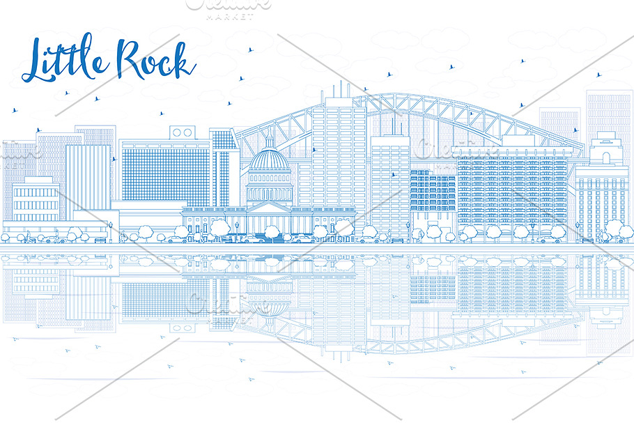 Outline Little Rock skyline  in Illustrations - product preview 8