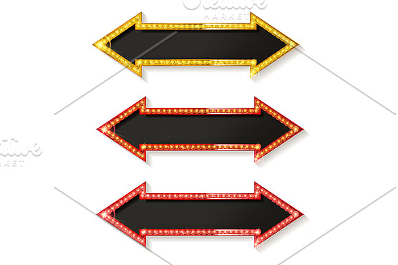 Set Retro banner with shining lights in Graphics - product preview 2