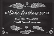 Boho feathers set. Chalkboard ver.