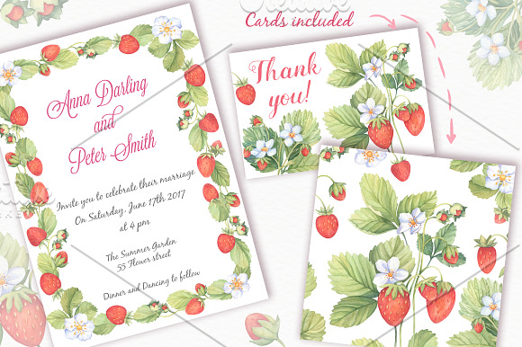SALE! Sweet Watercolor Strawberry in Illustrations - product preview 4
