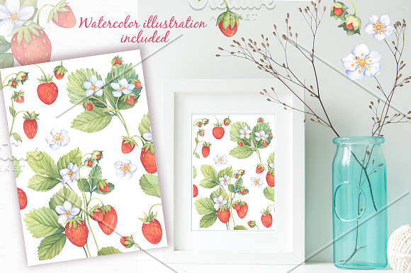 SALE! Sweet Watercolor Strawberry in Illustrations - product preview 5