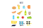 Set of Rest for Men Accessories and Food Graphic