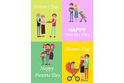 Set of Congratulation Cards for Family Holidays