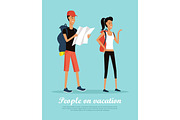People on Vacation Conceptual Flat Vector Banner