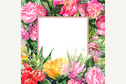 Watercolor floral frame border