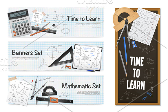 Math Science Realistic Set in Illustrations - product preview 1