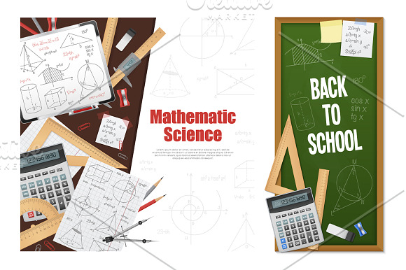 Math Science Realistic Set in Illustrations - product preview 2