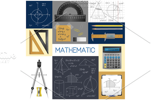 Math Science Realistic Set in Illustrations - product preview 3