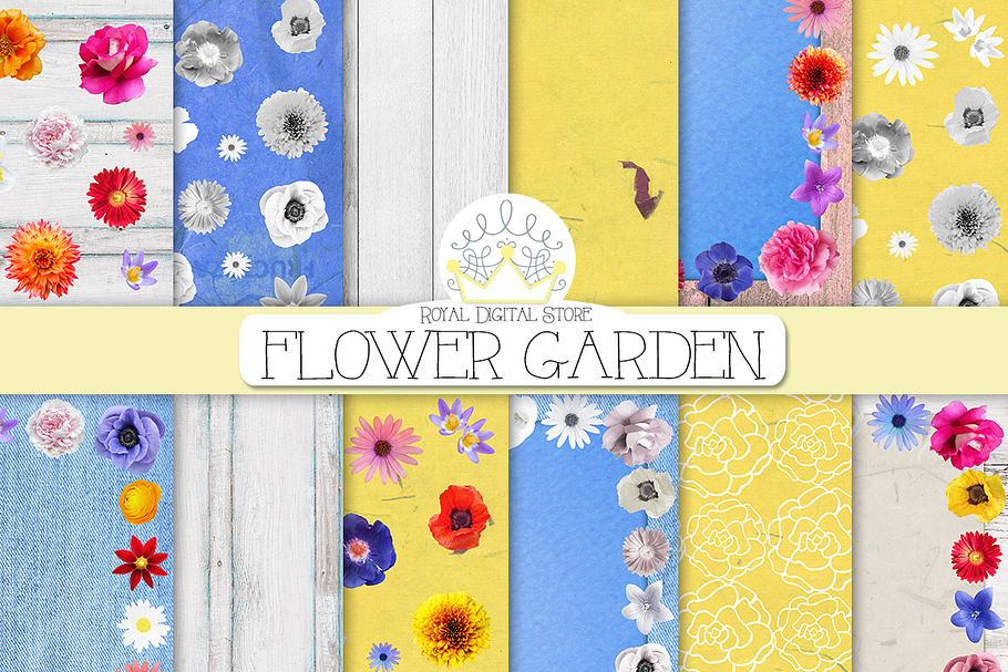 FLOWER digital background in Textures - product preview 8