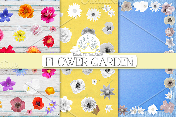 FLOWER digital background in Textures - product preview 1