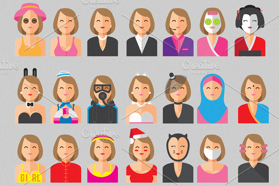 Smiley Woman Avatars (Intro Sale) in Smiley Icons - product preview 8