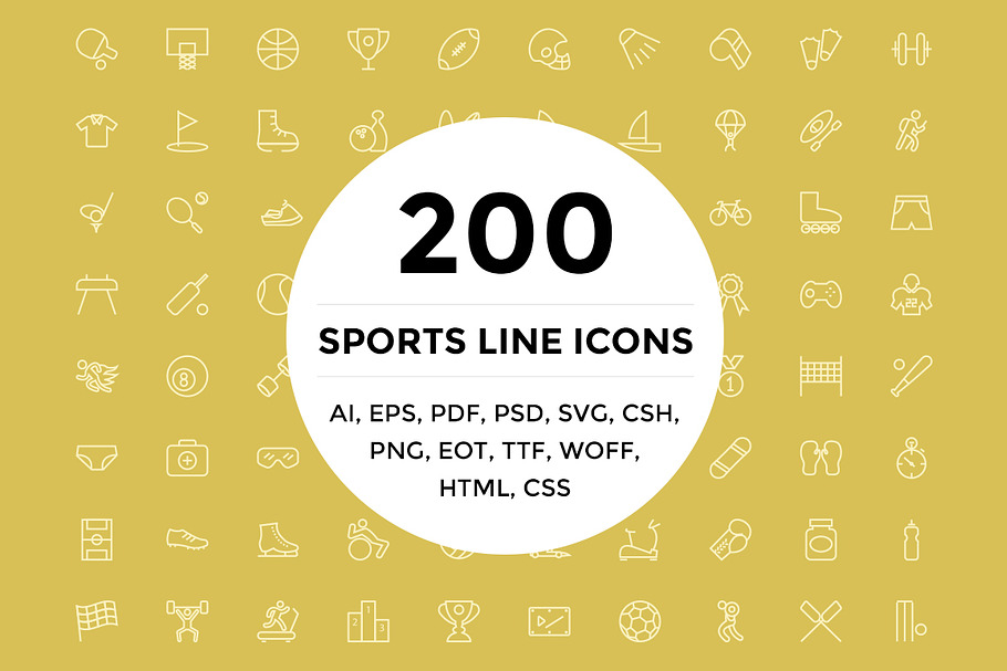200 Sports Line Icons in Sports Icons - product preview 8