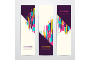 Vector illustration of vertical geometry round, diagonal and line banner set