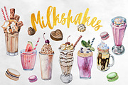 Watercolor Milkshakes Clipart Set