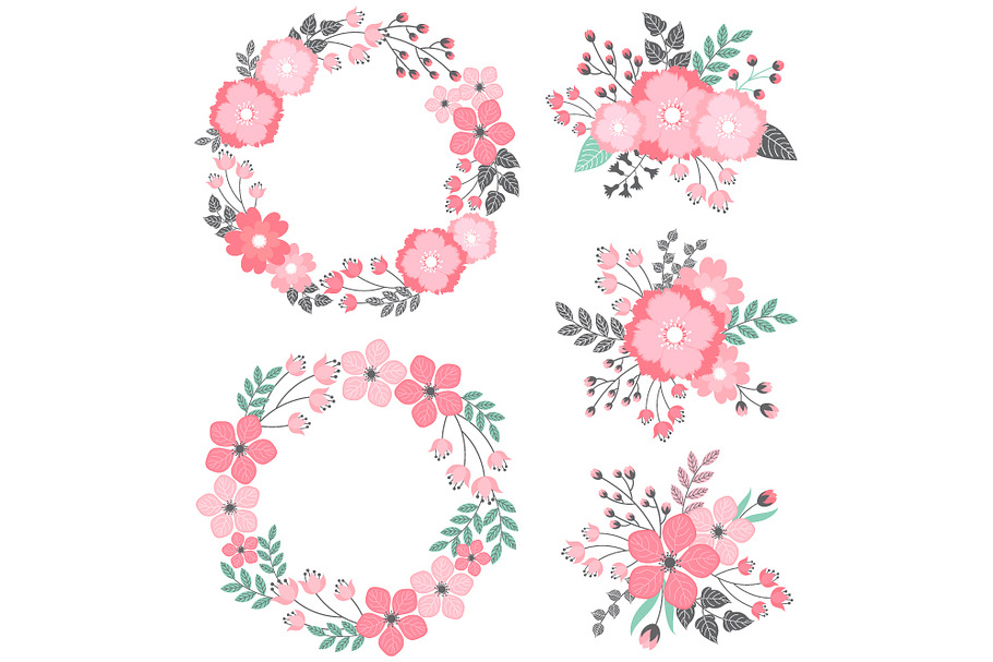 Pastel Floral Wreath & Bouquets in Illustrations - product preview 8