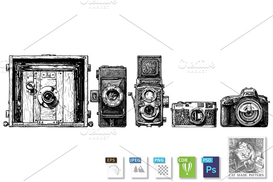 photo cameras evolution set in Illustrations - product preview 8