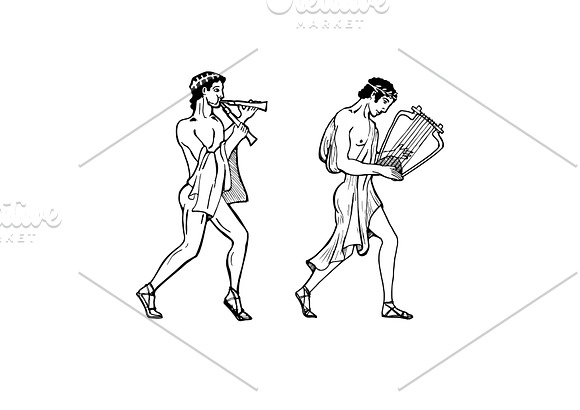 Ancient Greek musicians. 2 versions in Illustrations - product preview 1