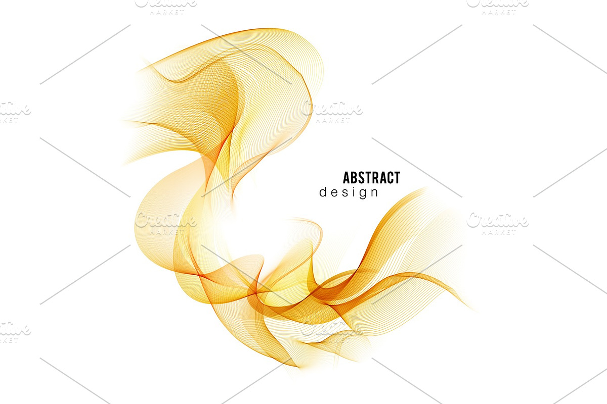 Orange abstract color wave. Vector smoke lines. in Textures - product preview 8