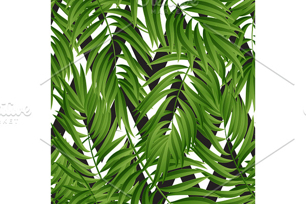 Tropical Palm leaves. Vector seamless
