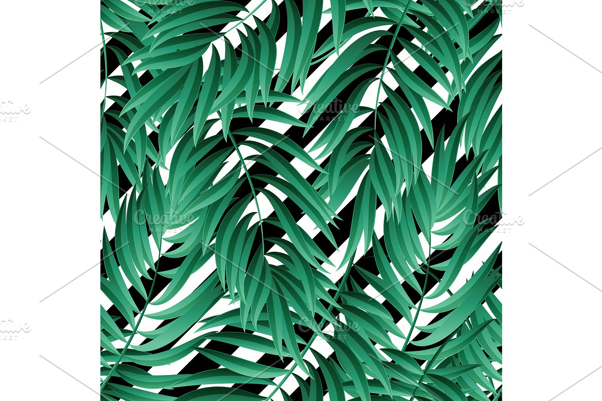 Tropical Palm leaves. Vector seamless in Textures - product preview 8