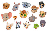 Set of animal heads