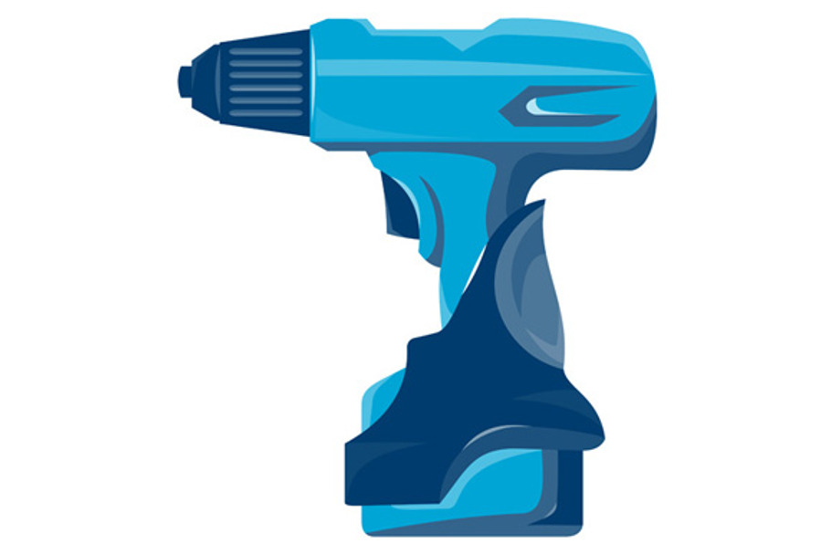 cordless drill side view retro in Illustrations - product preview 8