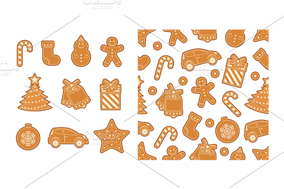 Christmas gingerbread cookies in Illustrations - product preview 8
