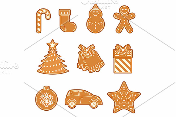 Christmas gingerbread cookies in Illustrations - product preview 1