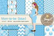 Pregnant Mom Digital Papers Clipart