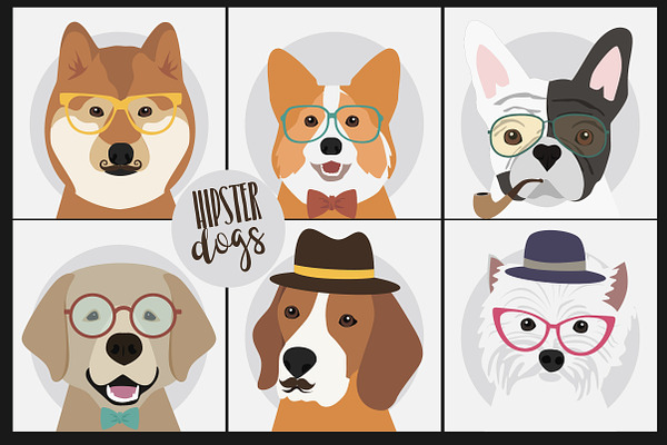 Hipster dogs and people with pet