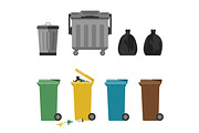 Garbage cans flat icons