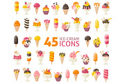 45 Ice Cream Icon Set