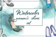 Watercolor women's shoes set