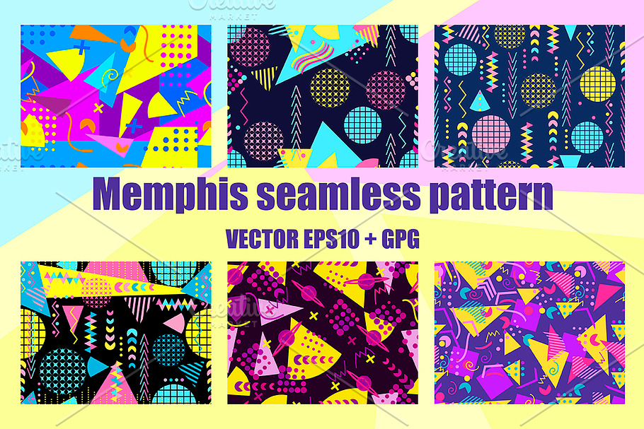 Memphis seamless pattern in Patterns - product preview 8