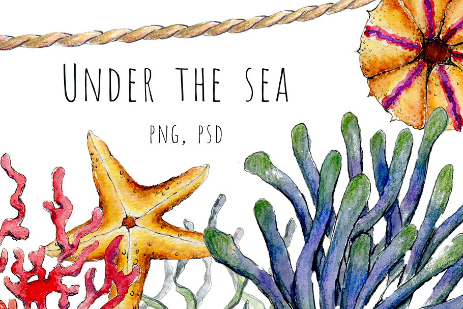 under the sea watercolor in Illustrations - product preview 8