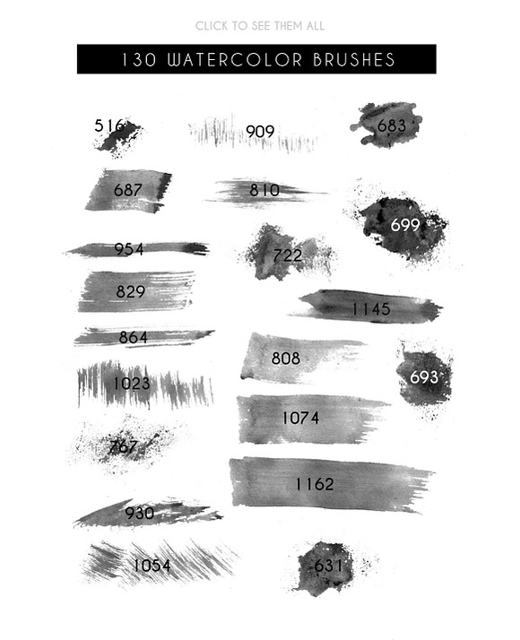 130 sponge watercolor brushes in Photoshop Brushes - product preview 2