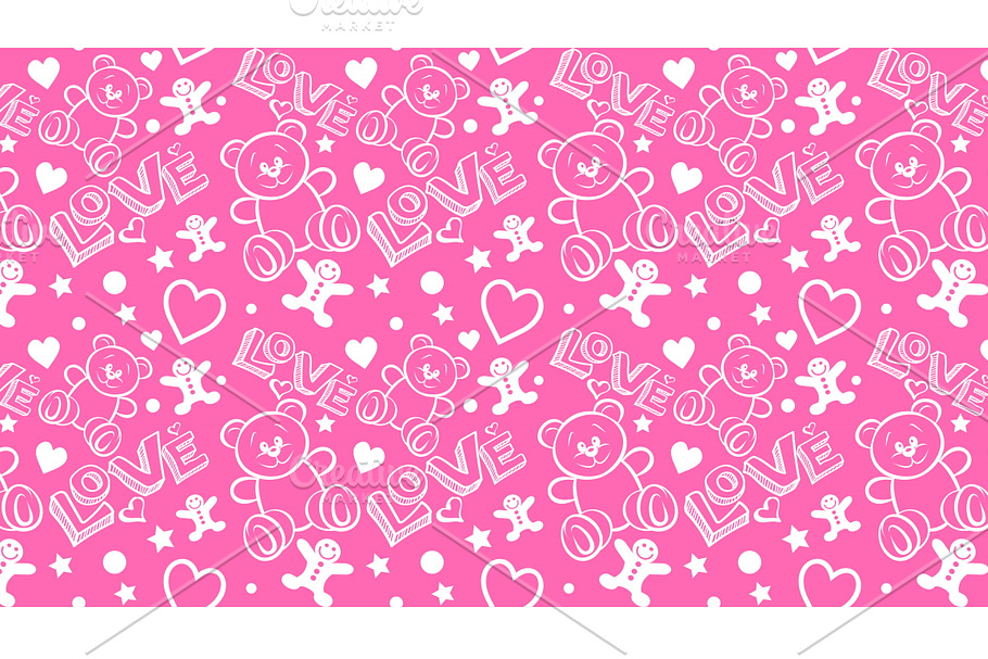 love, pink seamless pattern  in Patterns - product preview 8