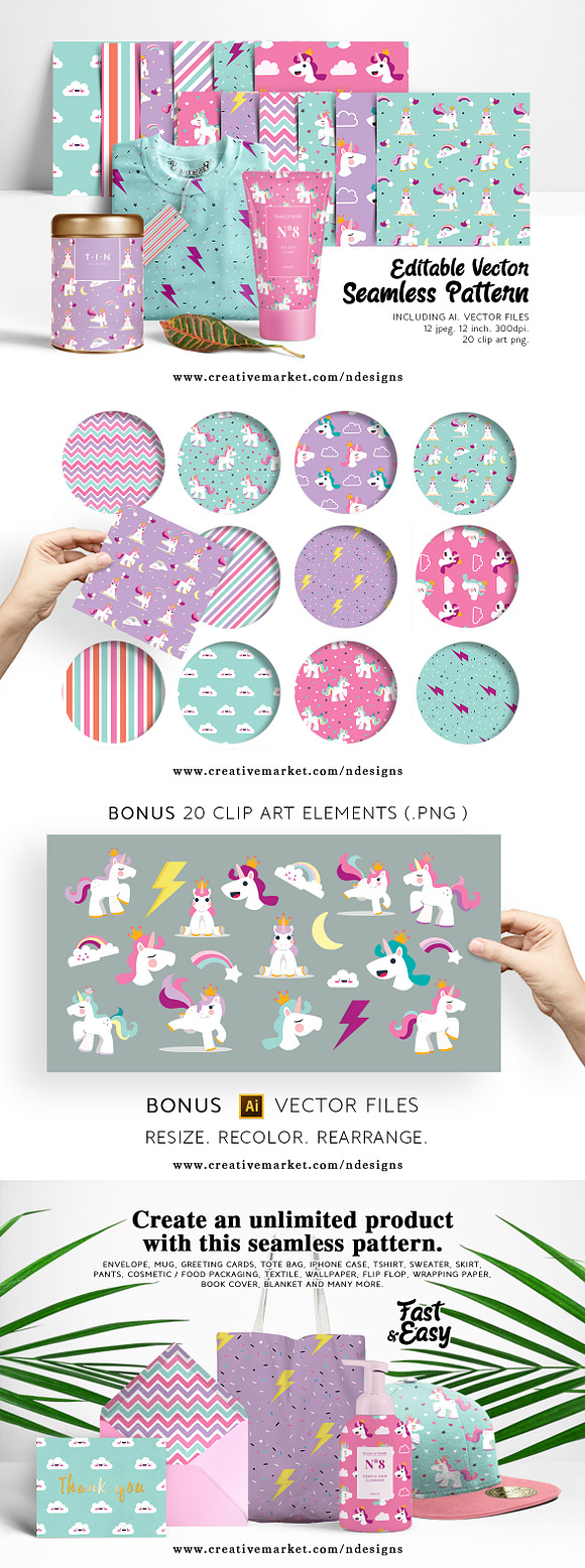 Unicorn Seamless Pattern  in Patterns - product preview 3