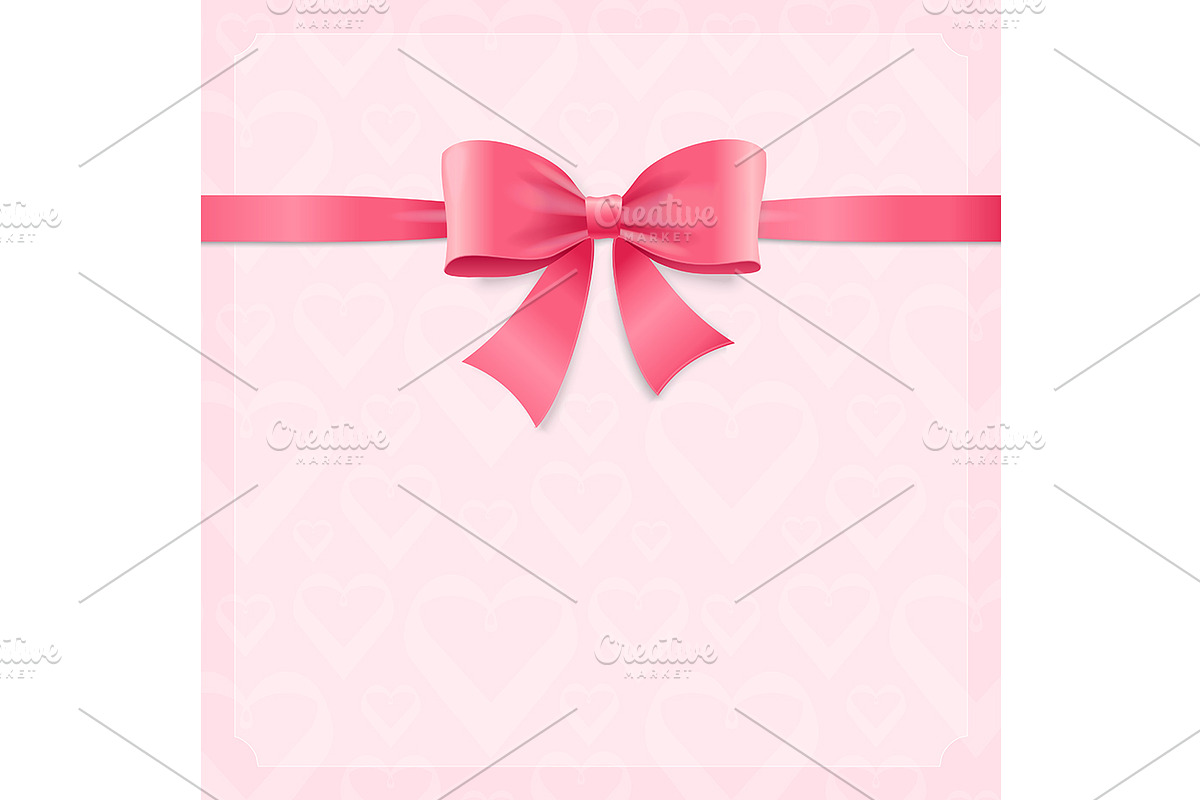 Card witch Pink Ribbon and Bow in Illustrations - product preview 8