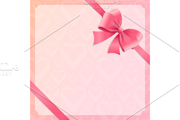 Card witch Pink Ribbon and Bow in Illustrations - product preview 1