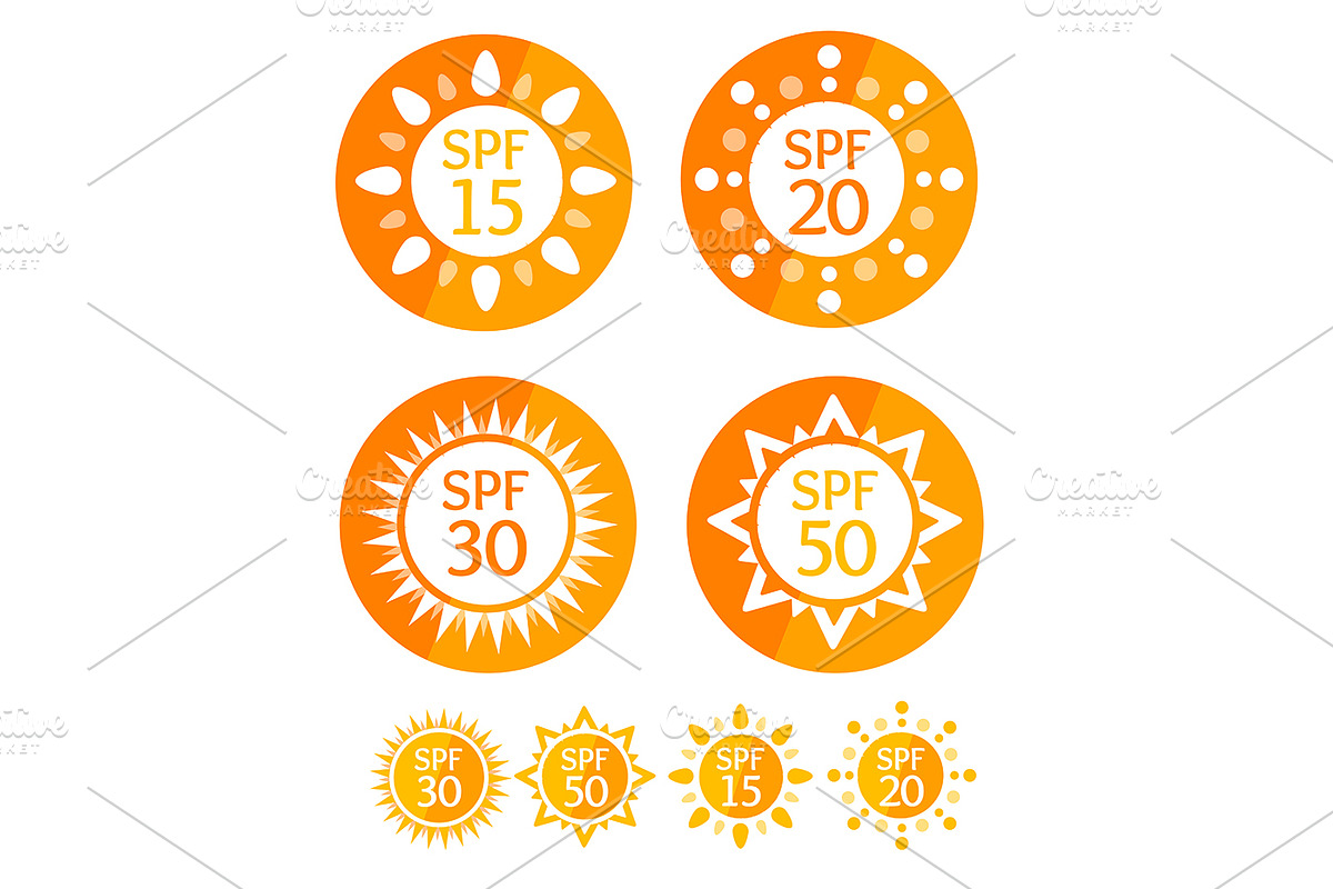 Sun Cream Labels Spf Set.  in Objects - product preview 8