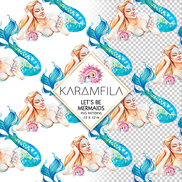 Let's Be Mermaids PNG Patterns in Patterns - product preview 3