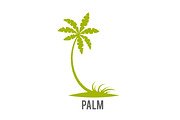 Palm trees silhouette on island.