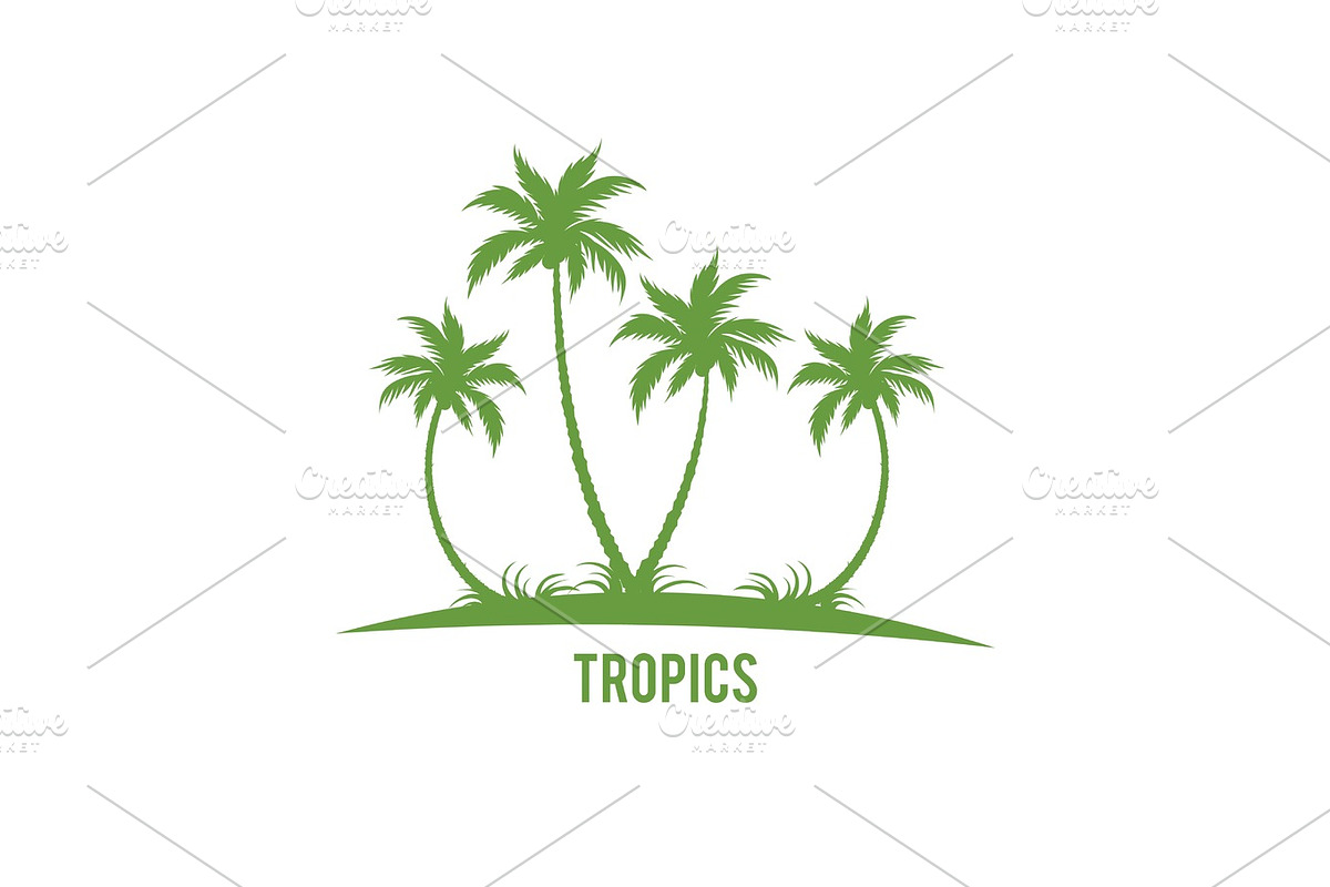 Tropical palm trees island silhouettes. in Illustrations - product preview 8