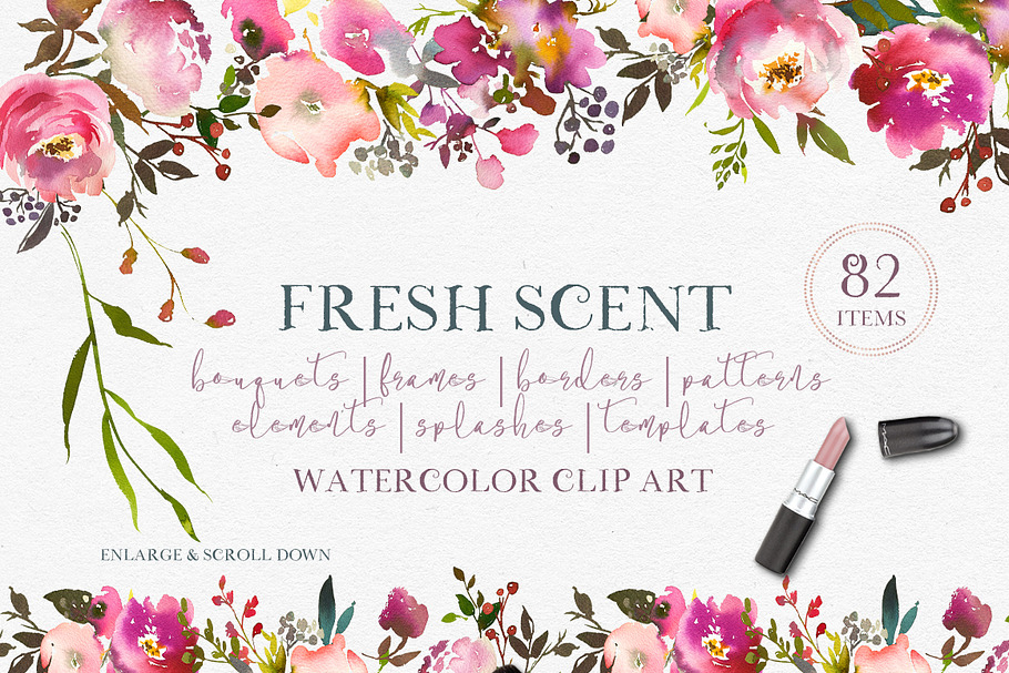 Fresh Scent Pretty Floral Clipart in Illustrations - product preview 8